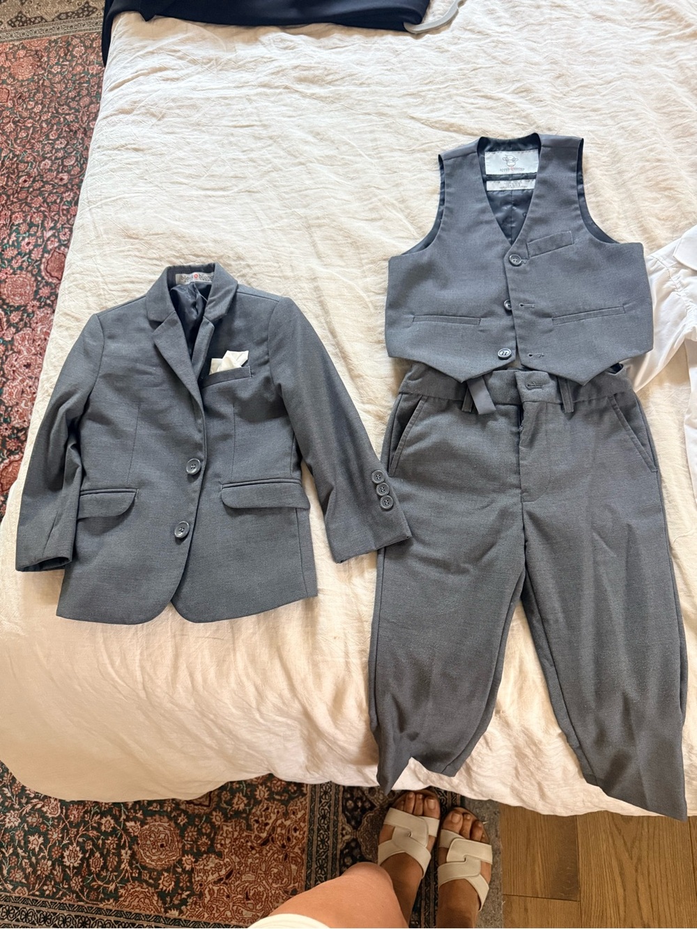 Classic Boys' Gray Three-Piece Dress Set - Jacket, Vest & Trousers